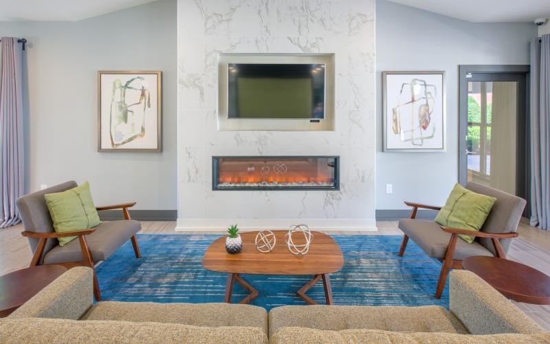 clubhouse with fireplace